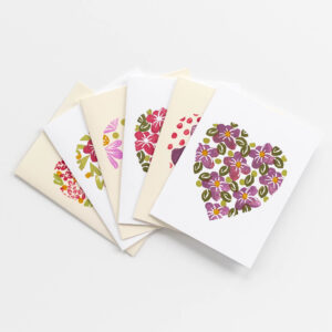 One-of-a-kind block printed valentine cards by Molly Thompson at Pretty Flours