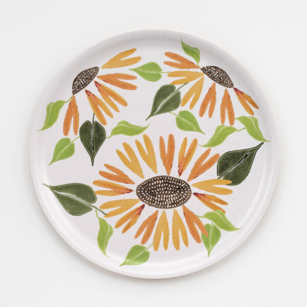 Sunflowers printed by Molly Thompson of Pretty Flours on Birchwood Serving Trays